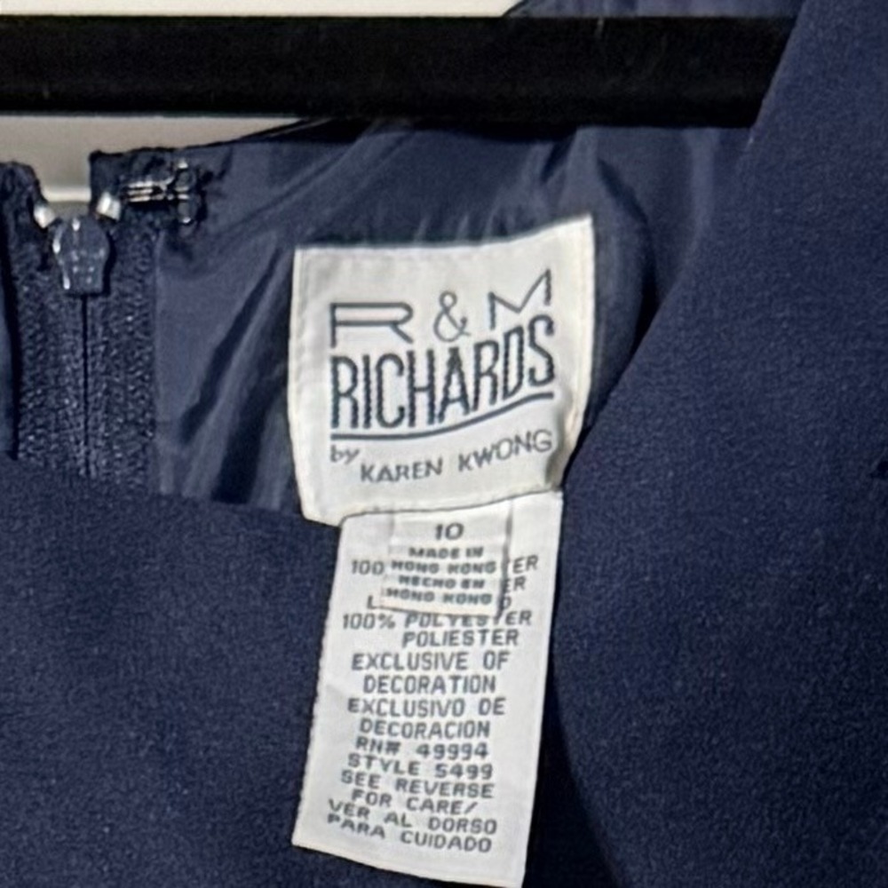 R&M Richards Mother of the Bride Dress 10 Navy Blue Embroidered Beaded Formal - Picture 8 of 11